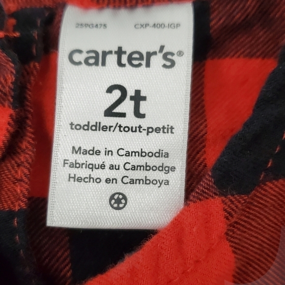 Carter's 2T Toddlers Girls Buffalo Plaid Top - Picture 5 of 6